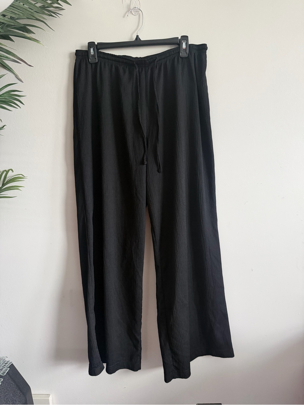 H&M unisex  Black Drawstring Wide-Leg Joggers Large